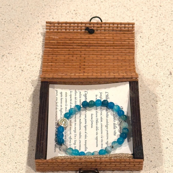 Blue Beaded Bracelet with Silver Charm - Picture 1 of 1